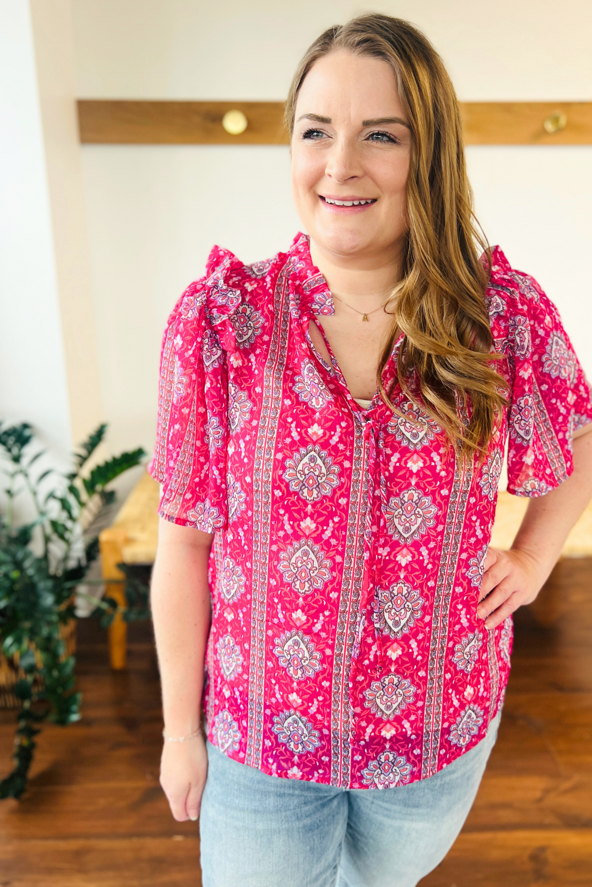 Moments Like This V-Neck Bell Sleeve Blouse