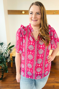 Moments Like This V-Neck Bell Sleeve Blouse