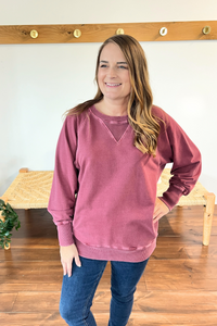 For the Experience Relaxed Pullover in Cabernet
