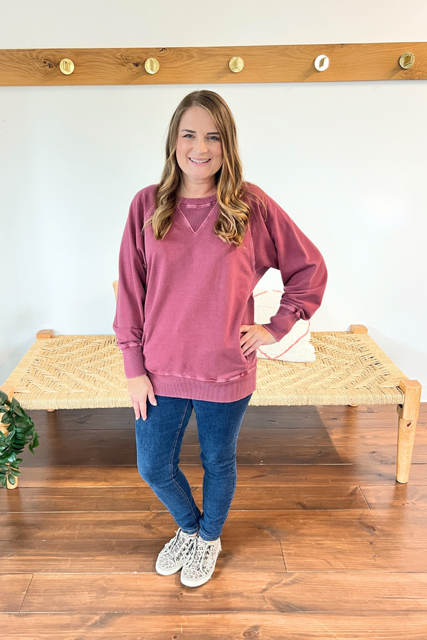 For the Experience Relaxed Pullover in Cabernet