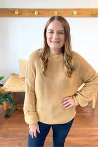 Bubbly Personality Bubble Sleeve Sweater in Wheat