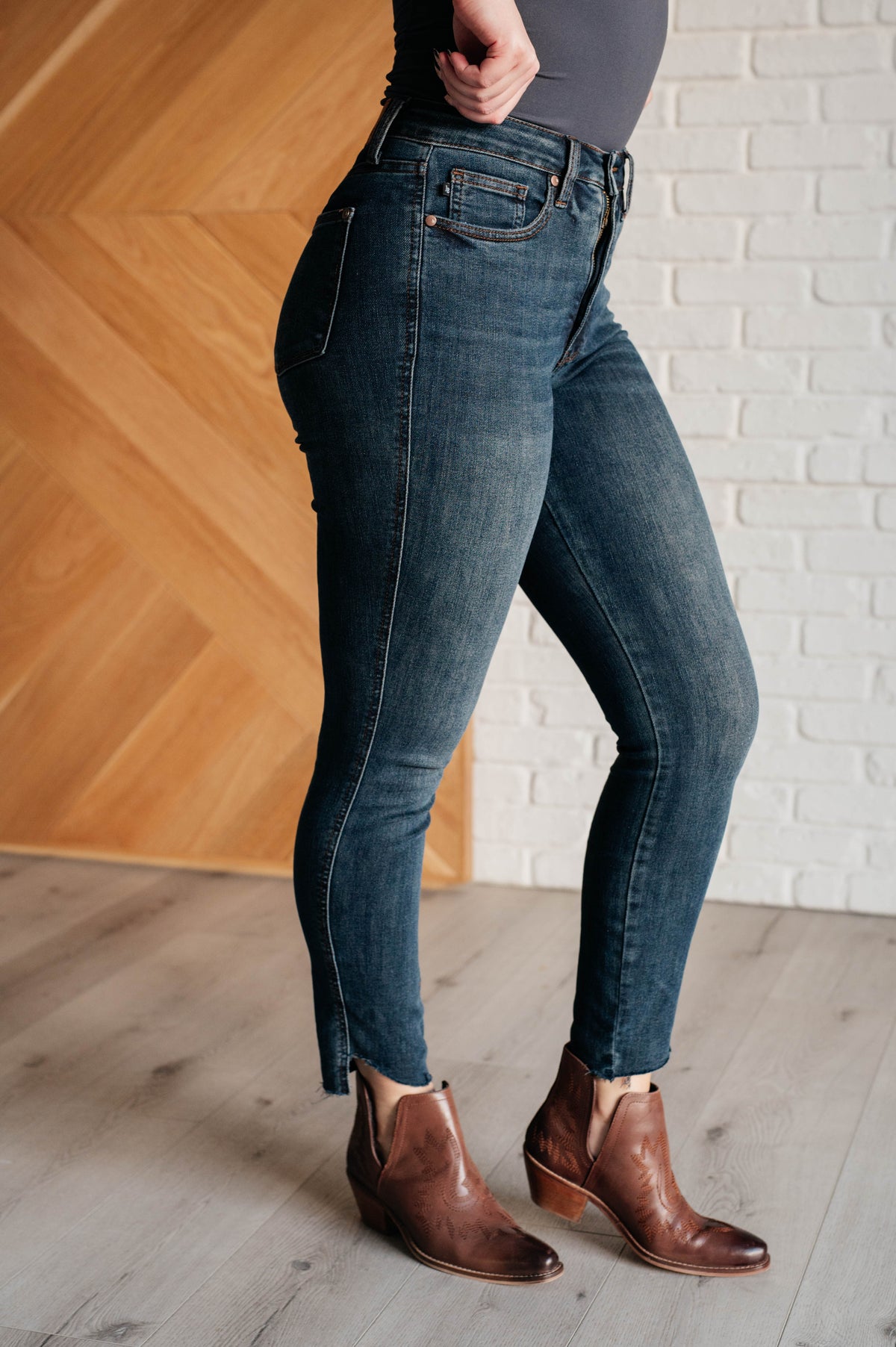 Judy Blue High Rise Control Top Step Hem Skinny Jeans