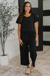 Thyme Boxy Tee in Black