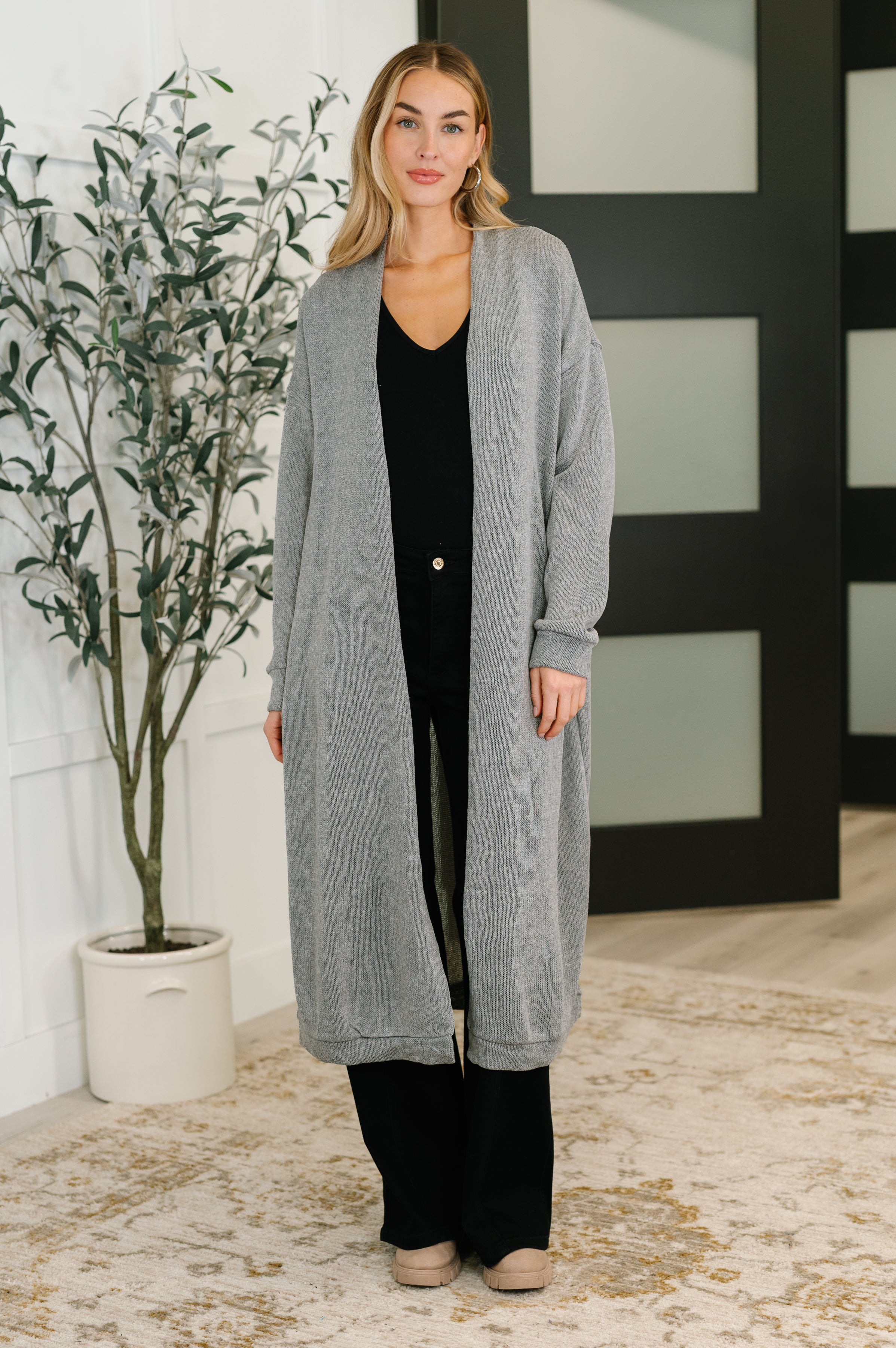 Travel Hideaway Open Front Cardigan in Soft Grey – Boutique 1780