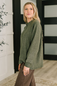 Urban Flux Scooped Hi-Low Long Pullover in Olive