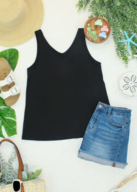 Vera V Neck Tank in Black