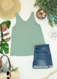 Vera V Neck Tank in Sage