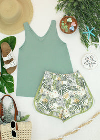 Vera V Neck Tank in Sage