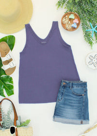 Vera V Neck Tank in Slate Purple