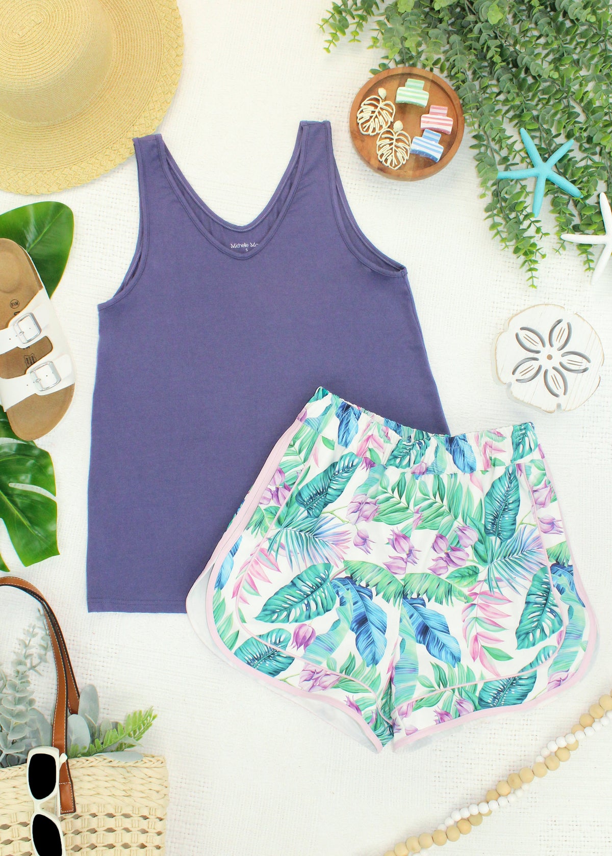 Vera V Neck Tank in Slate Purple