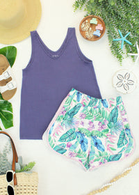Vera V Neck Tank in Slate Purple