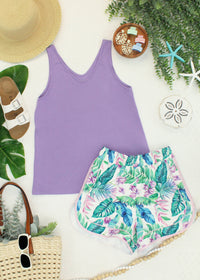 Vera V Neck Tank in Lavender