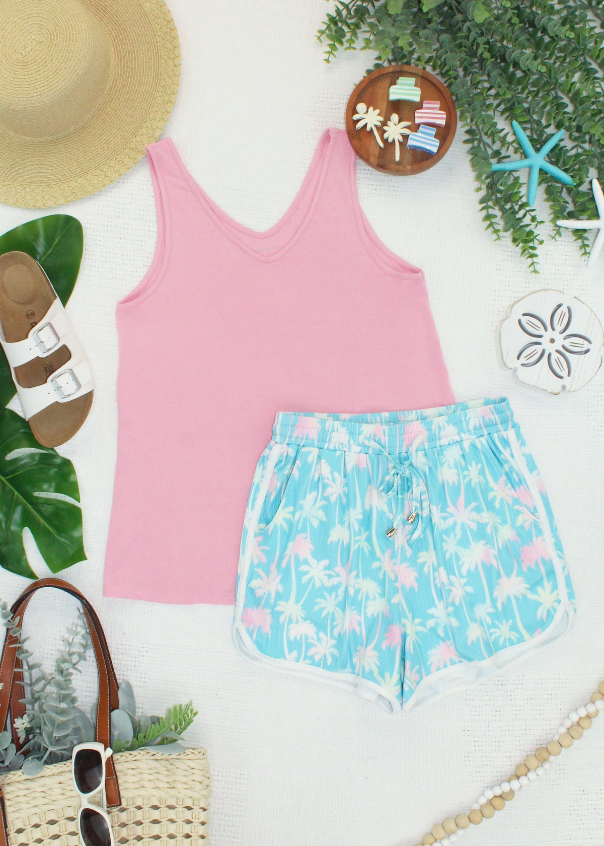Vera V Neck Tank in Pink