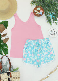 Vera V Neck Tank in Pink