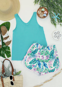 Vera V Neck Tank in Teal