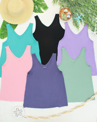 Vera V Neck Tank in Pink
