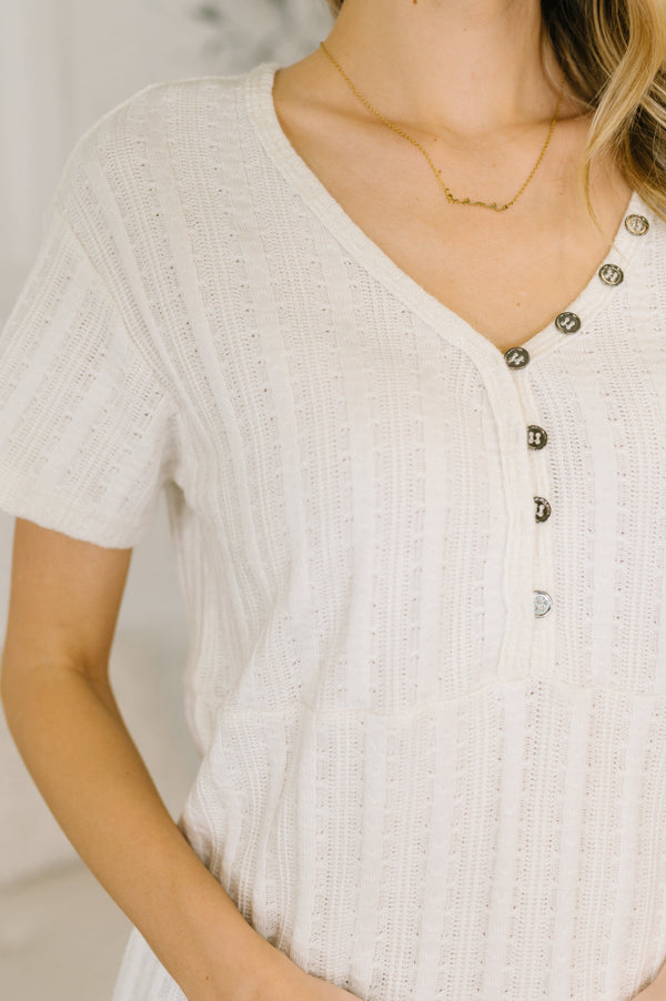 We Should Be Together V-Neck Textured Top