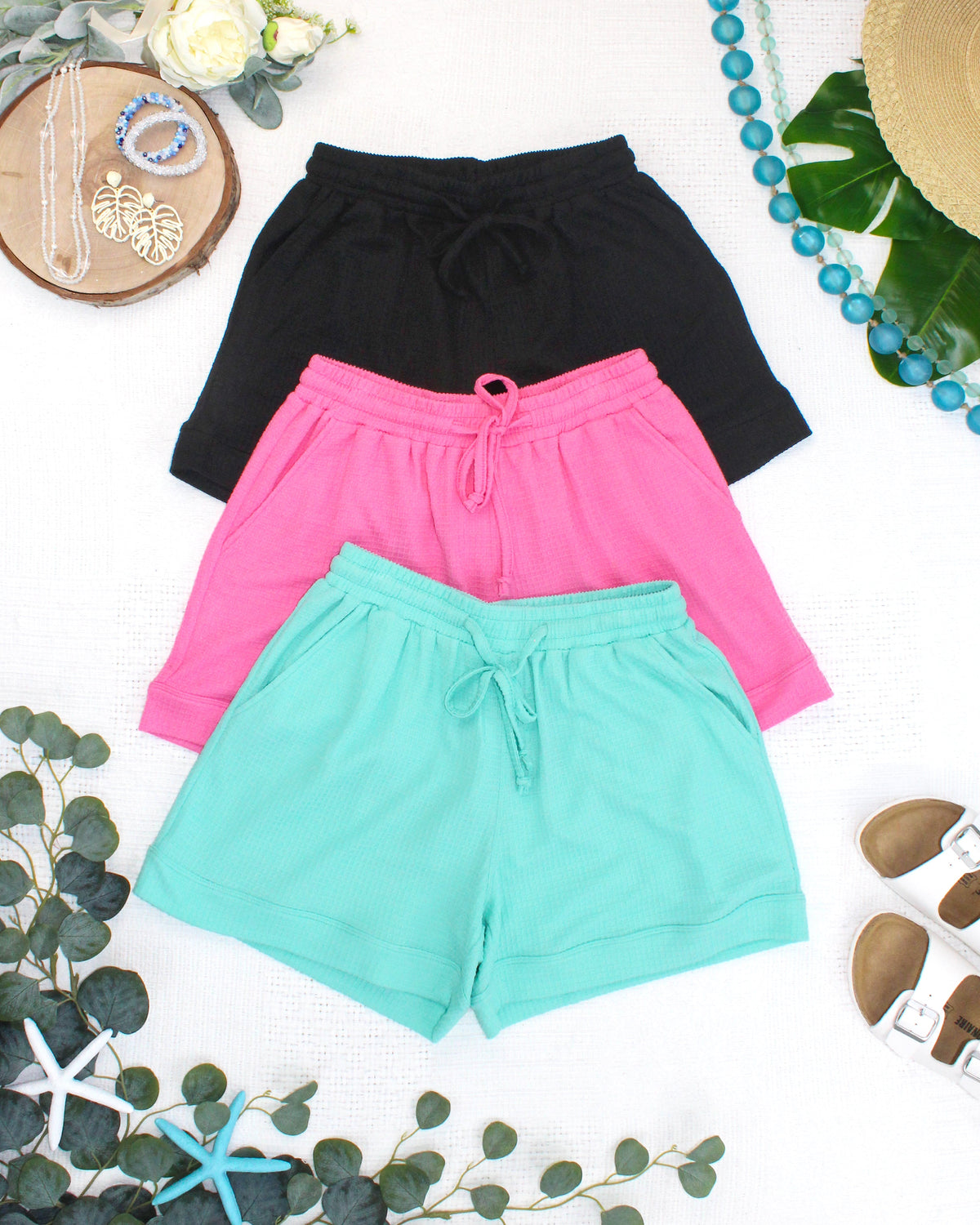 Weslie Waffle Shorts in Pink