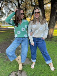 Flower Powered Half Zip Sweater in Four Colors