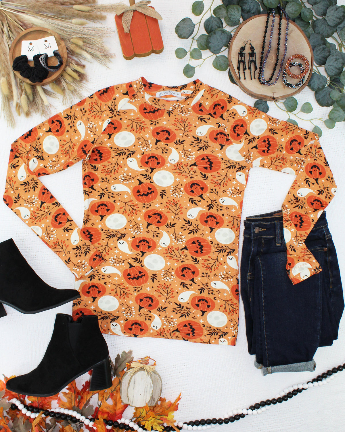 Blair Long Sleeve Top in Spooky Autumn