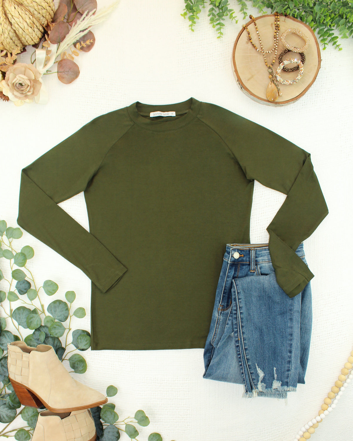 Blair Long Sleeve Top in Dark Olive