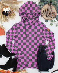 Ashley Hoodie in Black and Purple Checkers