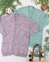 Carly Confetti Dot Cardigan in Aqua Blue