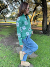 Flower Powered Half Zip Sweater in Four Colors
