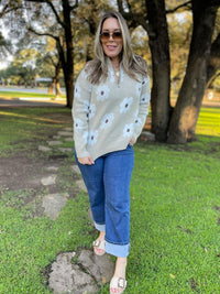 Flower Powered Half Zip Sweater in Four Colors
