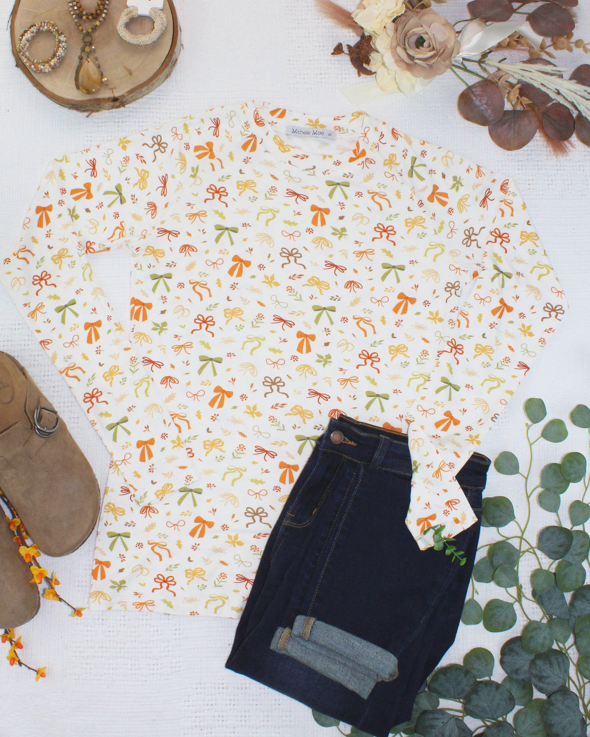 Blair Long Sleeve Top in Harvest Bows