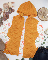 Heather Geometric Hooded Vest in Mustard