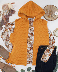 Heather Geometric Hooded Vest in Mustard