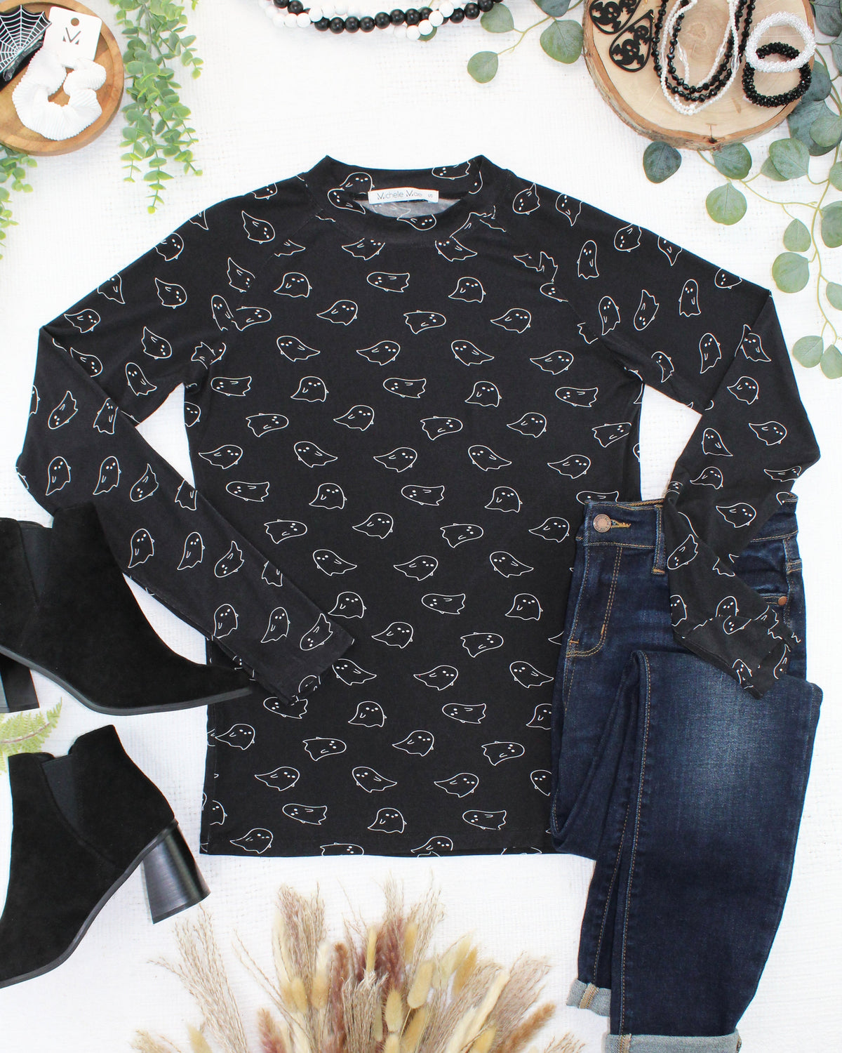 Blair Long Sleeve Top in Midnight Ghosts