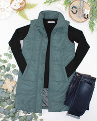 Harlow Long Vest in Teal