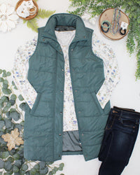 Harlow Long Vest in Teal