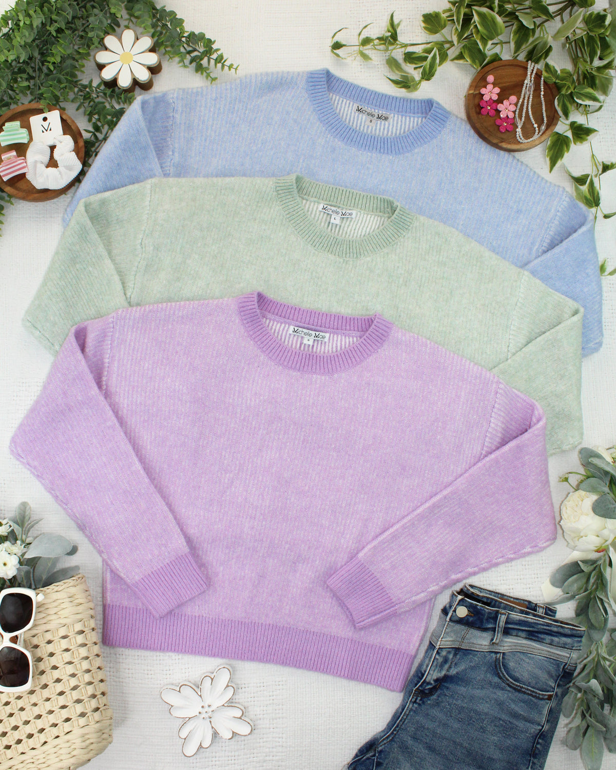Josie Cozy Crew Sweater in Lavender