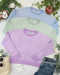 Josie Cozy Crew Sweater in Lavender