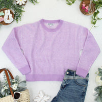 Josie Cozy Crew Sweater in Lavender