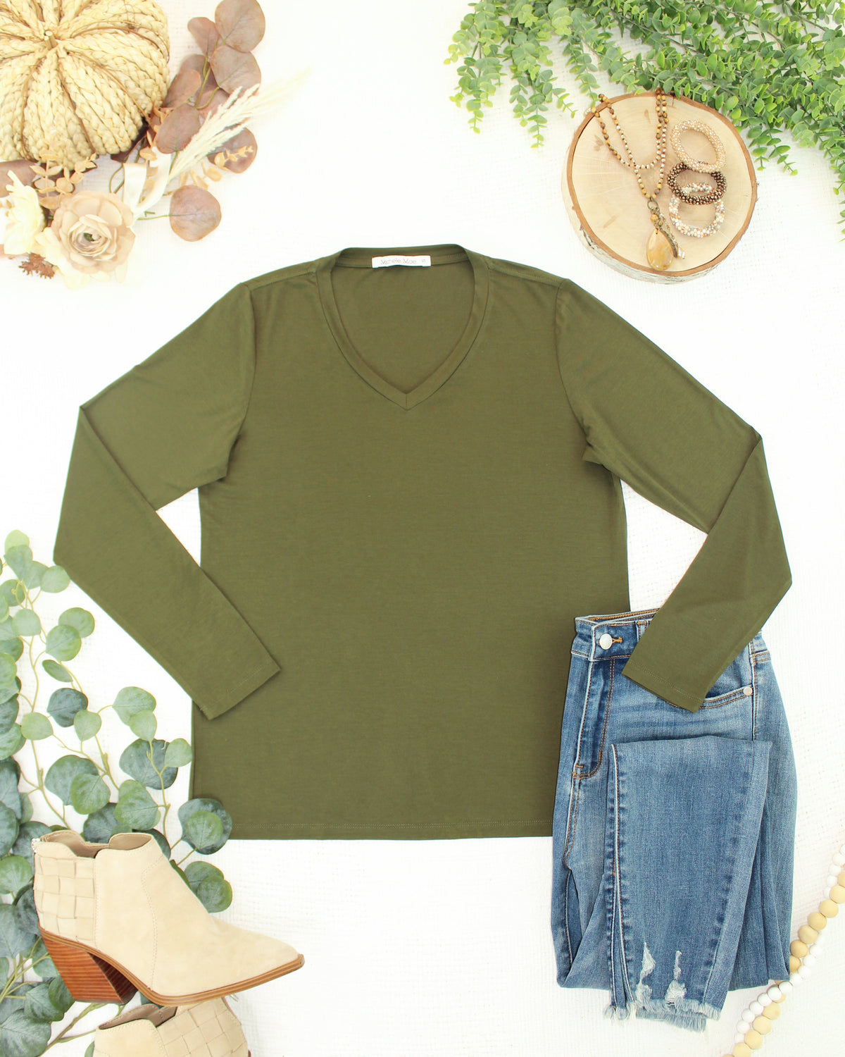 Larissa Long Sleeve in Dark Olive