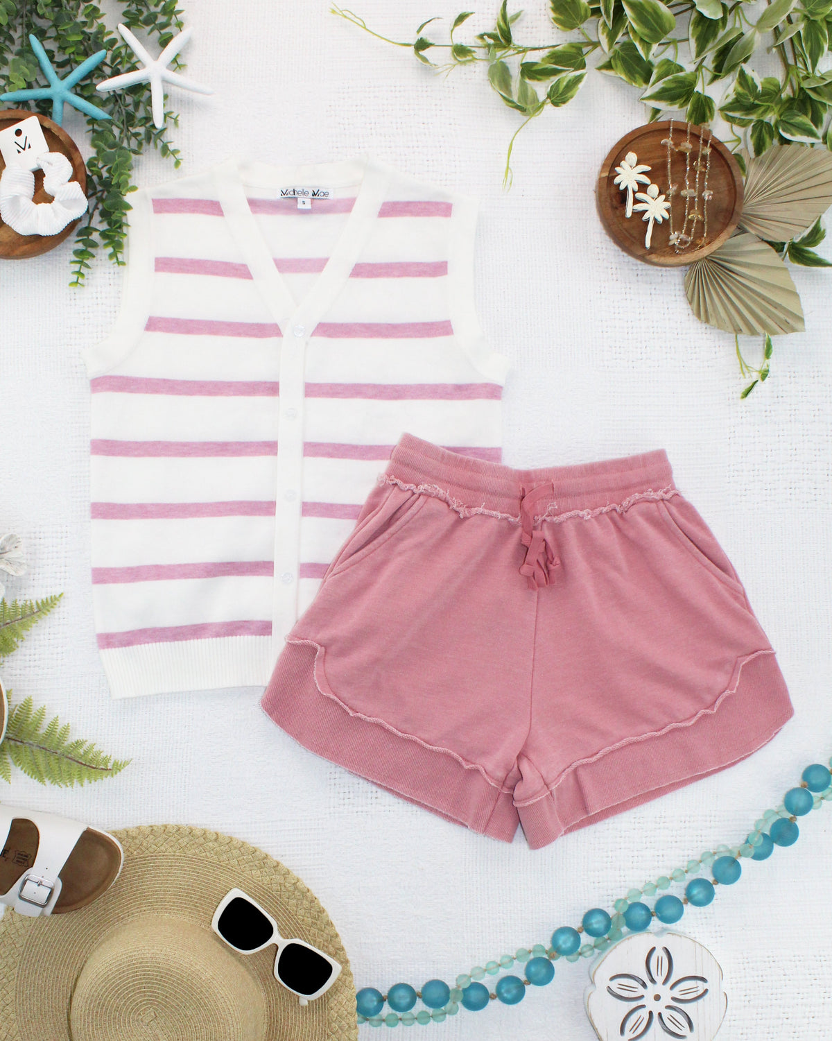 French Terry Stevie Shorts in Dusty Pink