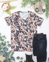 Sophie Top in Navy Autumn Petals
