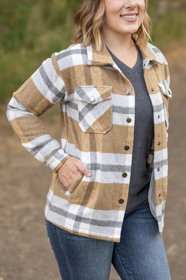 Camel & Grey Plaid Shacket by Michelle Mae