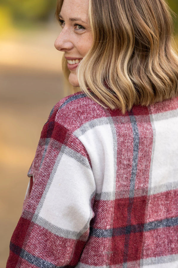 Merlot Plaid Shacket by Michelle Mae