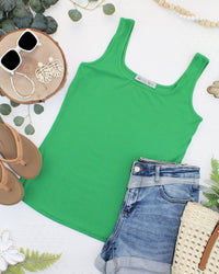 Rachel Ribbed Tank in Kelly Green