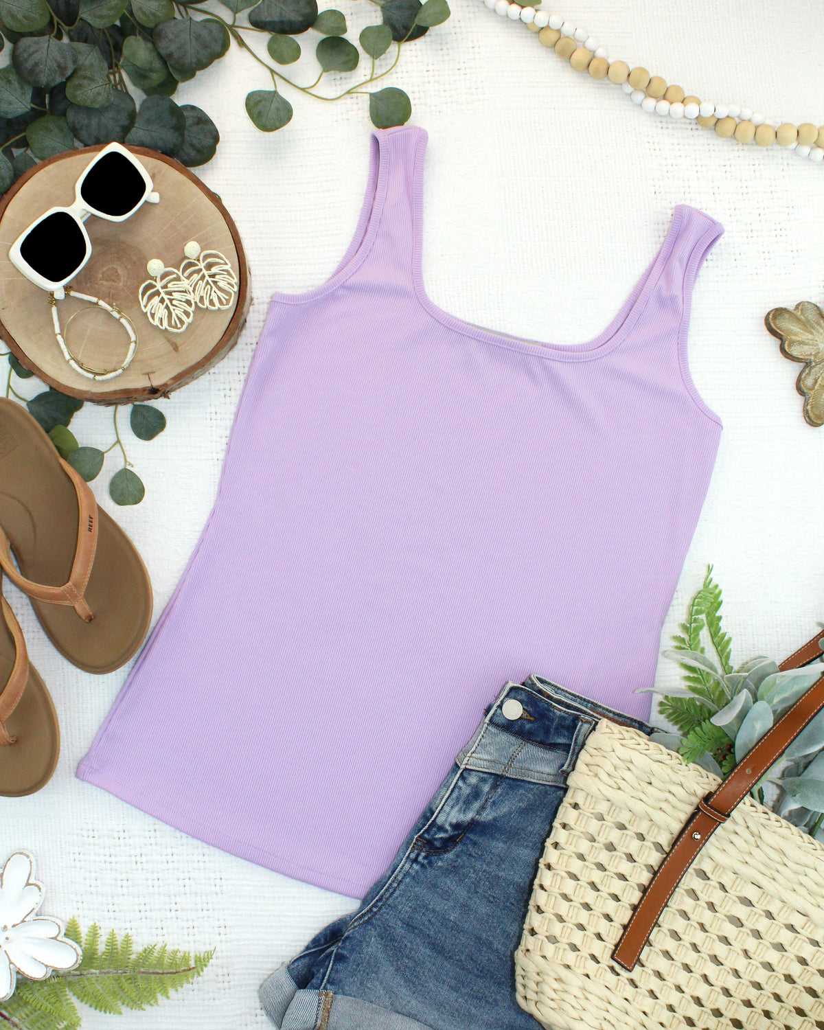 Rachel Ribbed Tank in Lavender