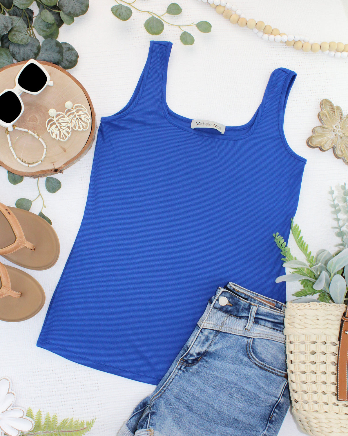 Rachel Ribbed Tank in Royal Blue