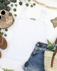 Rachel Ribbed Tank in White