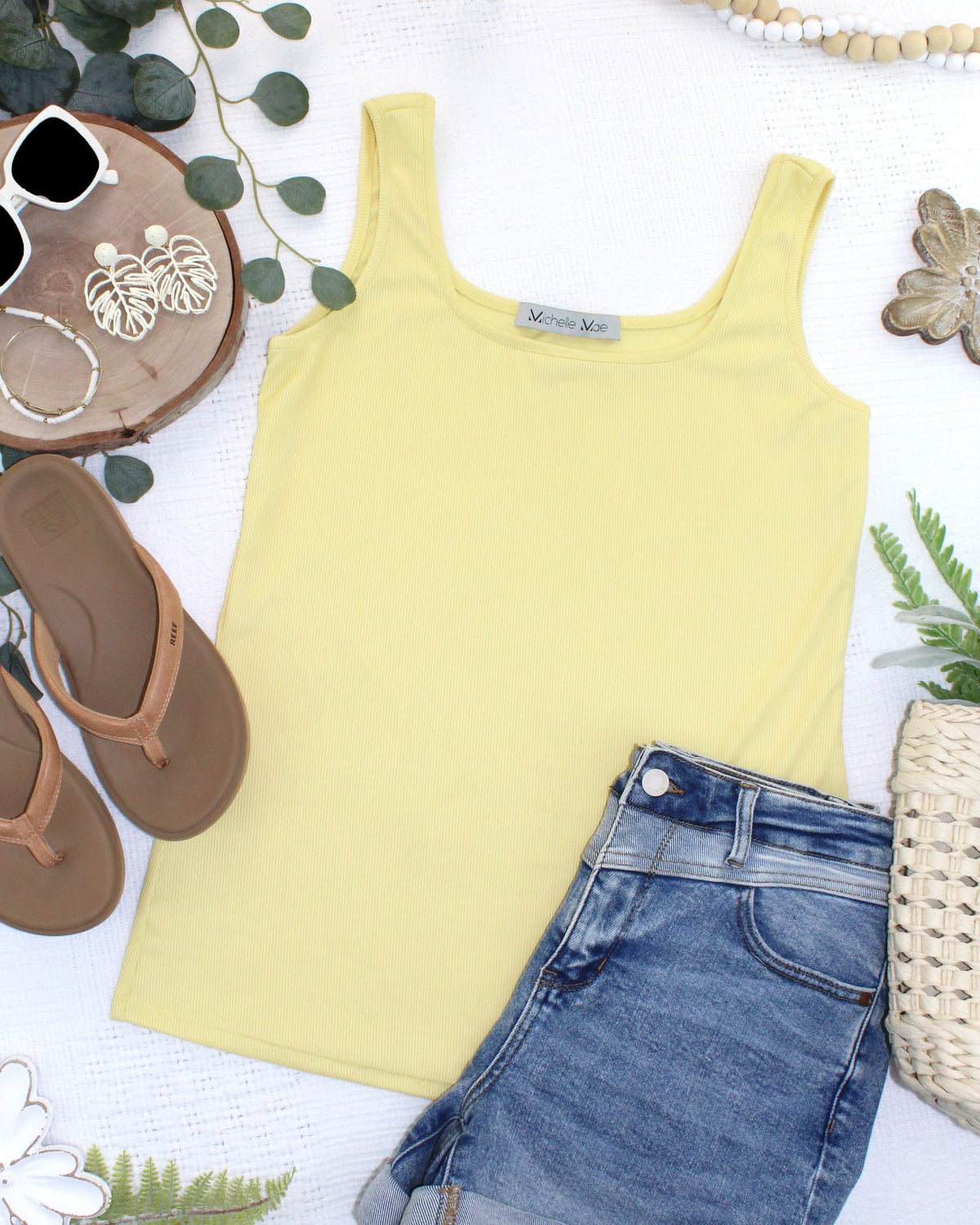 Rachel Ribbed Tank in Yellow