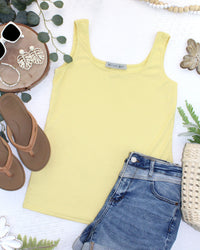 Rachel Ribbed Tank in Yellow