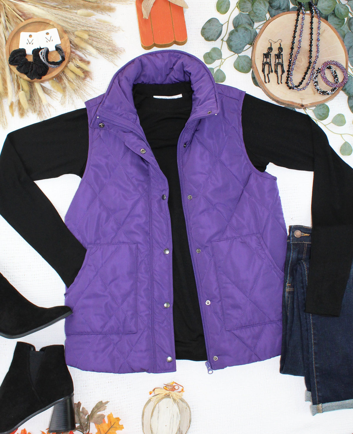 Remy Zip Up Vest in Purple